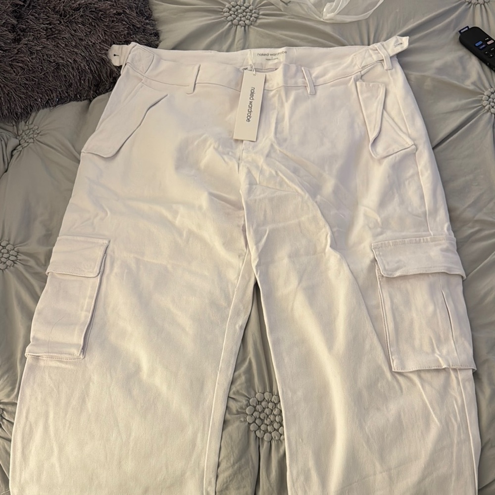 Women’s White Cargo Pants with tie bottom